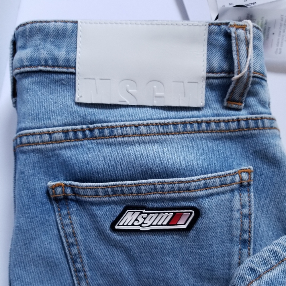 MSGM Straight Leg Cropped Denim Pants Size 42 US 6 Mid Wash Blue - Picture 4 of 9